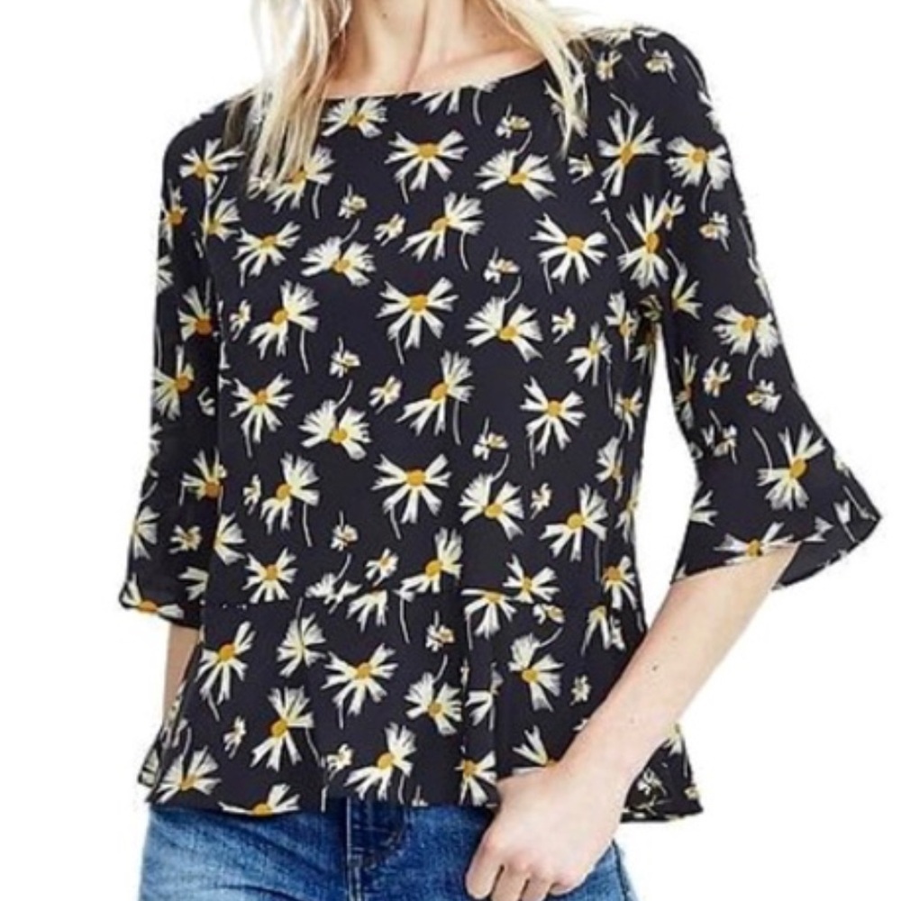 Banana Republic East Care Flutter Sleeves Floral‎ Top / Blouse pull over Sz L